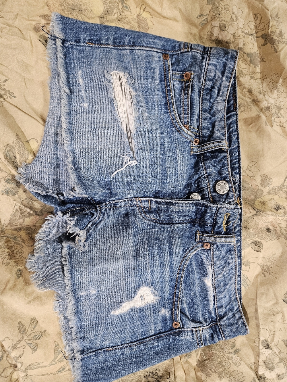 American Eagle Outfitters Blue Denim Jeans with Embroidered Logo Size 2 Vintage.